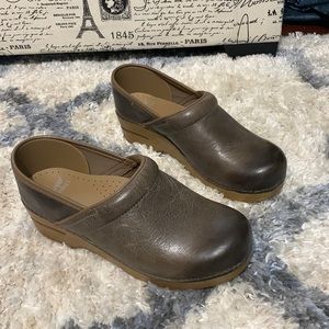 Dansko stone waxy burnished leather clog